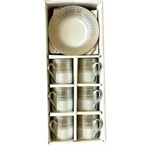 White and Silver Porcelain Espresso Set
